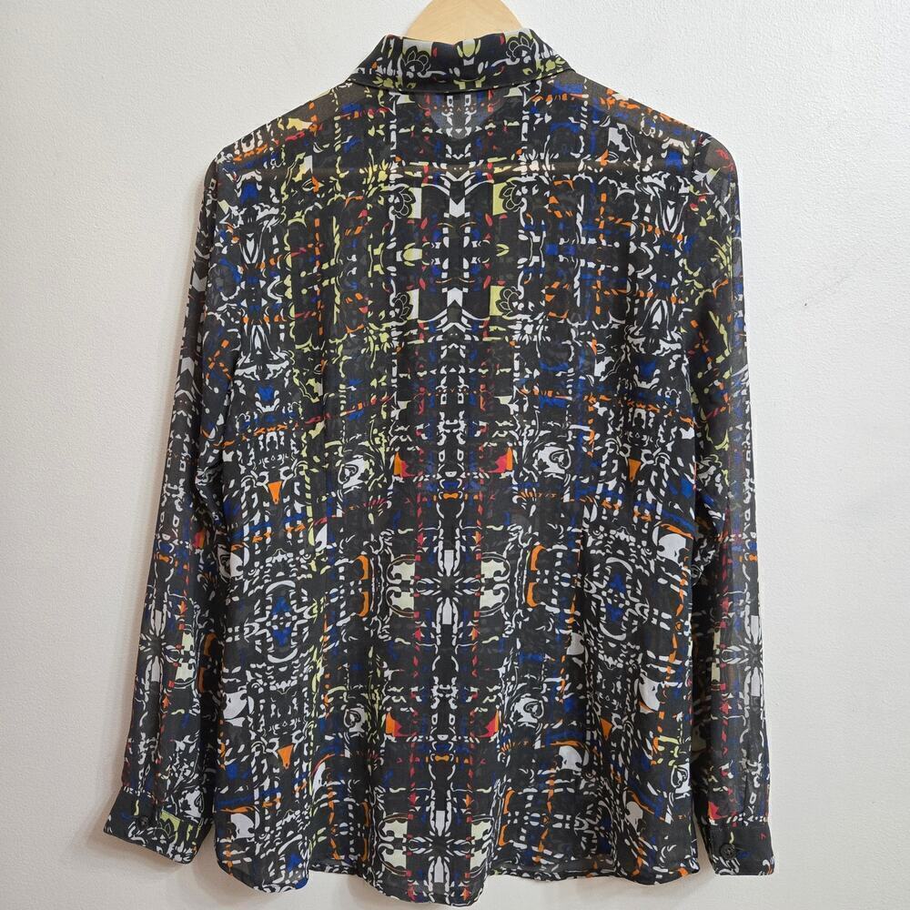 Cabi Festival Boho Sheer Button Up Blouse Medium - image 6